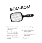 BOM BOM 2 Unit Kit, Wet And Dry Vented Detangling Hair Brush For All Hair Types, Light Weight Hairbrush, Scalp Massage Brush (Black white)