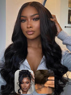 Julia Hair Body Wave Glueless 13x4 Lace Front Wigs Human Hair 12A Pre Cut Lace Frontal Wig Pre Bleached Bye Bye Knots Pre Everything Put on and Go 180% Density Fast Wear Wigs Natural Color 16 Inch