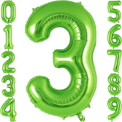 Green Number 3 Balloon 40 Inch, Big Large Foil Helium Number Balloons, Jumbo by AIQINHU