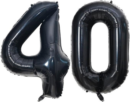 40 Inch Black 40 Number Balloons Giant Jumbo Huge 40 Foil Mylar Helium Number by LHOAVWE