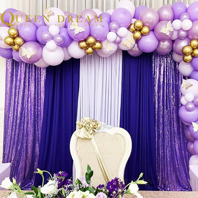 Purple Sequin Backdrop 2 Panels 2FTx8FT Glitter Halloween Party Backdrop | - Image 6