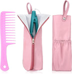 Hot Iron Holder Mat with Comb Hair Tool Organizer Heat Resistant Bag Hanging Curling Iron Flat Holder with Zip Hair Straightener Mat Pouch Portable Hot Hairs Tool Travel Bag for Curling Flat Irons
