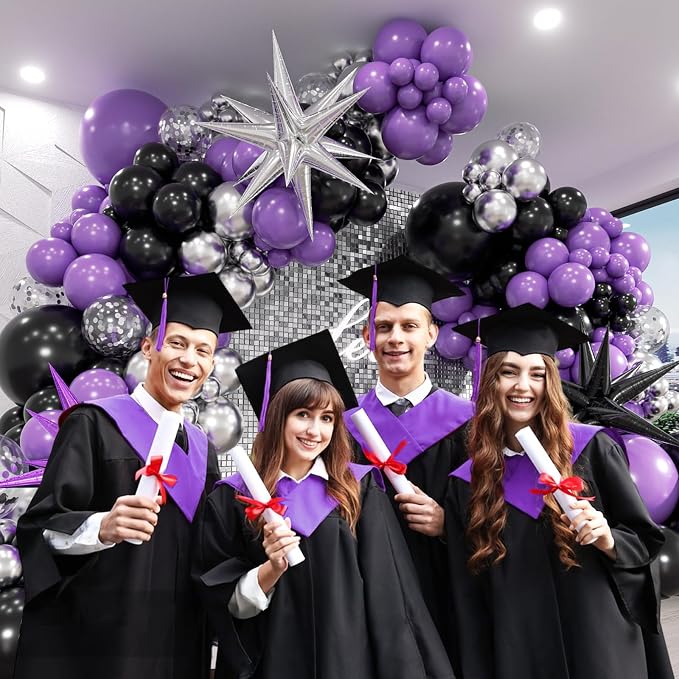 125pcs Purple and Black Balloon Arch Kit - Image 7