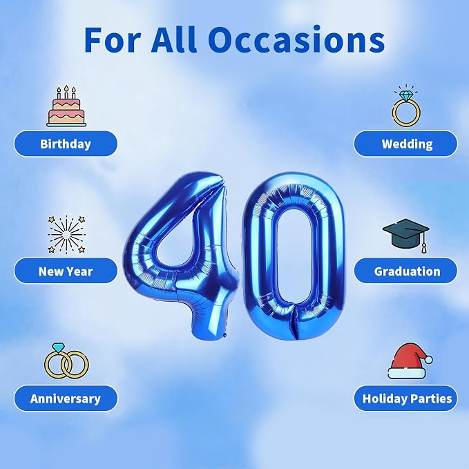 Number Balloons Navy Blue Balloons - Image 5