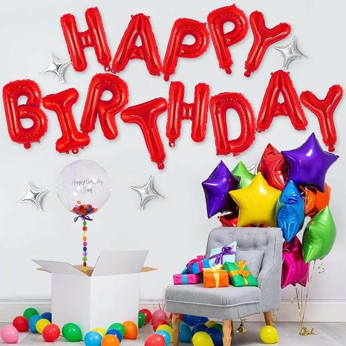 Happy Birthday Balloons Banner, Foil Balloon Personalized Name Letters Balloons - Image 3