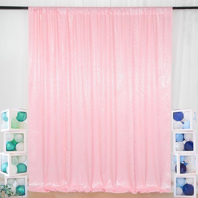 ShinyBeauty 4x8FT Pink Sequin Backdrop Curtains 2 Panels - Image 2