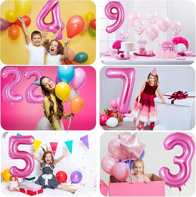 Pink Number Balloons, Large Hot pink Number 5 Balloon 40 Inch Pink 5 Balloon - Image 5
