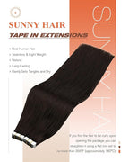 Sunny Hair Tape in Hair Extensions Human Hair 24inch Hair Extensions Real Human Hair Tape in Extensions for Women Darkest Brown Invisible Natural Straight Skin Weft Double Sided Tape 40pcs 100g