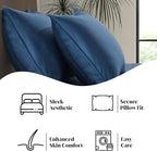 Luxury Bamboo Market | King Envelope Pillowcase Set | 100% Viscose Made from Bamboo | Organically Grown | Ultra Soft | Cooling | 2pcs [Midnight Blue]