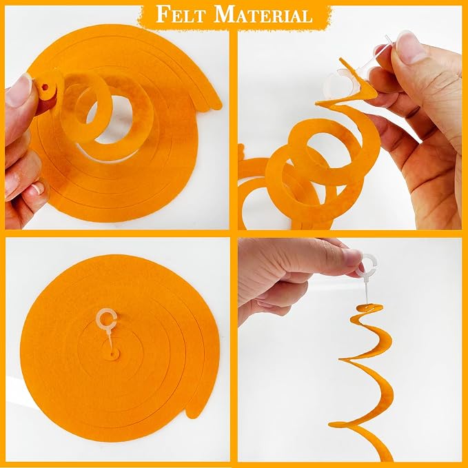 36Pcs Orange Hanging Swirl Decorations Ombre Orange Felt Swirl Streamer Spiral - Image 4