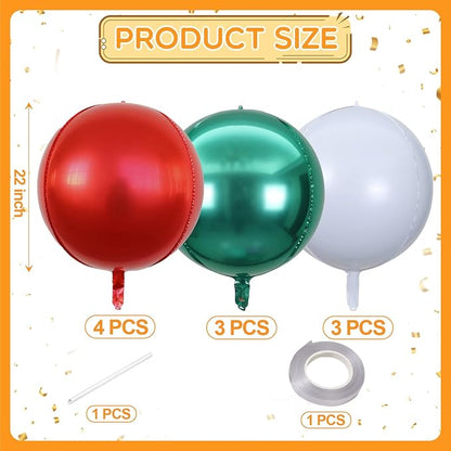 22 Inch Red Green and White Foil Balloons - Image 2