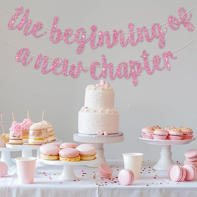 BEISHIDA Pink Pre-Strung Glitter The Beginning of A New Chapter Banner | - Image 6