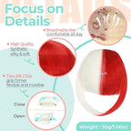 Clip in Bangs, Synthetic French Bangs Hair Clip, Fake Bangs Fringe with Temples Hairpieces for Women Natural Curved Hair Extensions for Daily Wear White mix Red