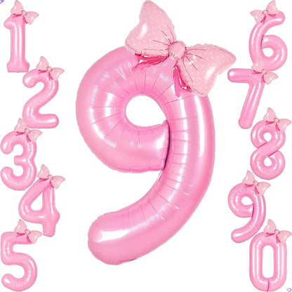 Pink 9 Balloon Number Pink Birthday Decorations by Unknown