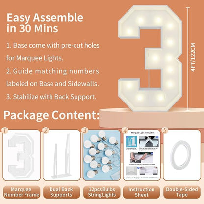 4FT Light Up Numbers Letters, Mosaic Numbers - Image 5