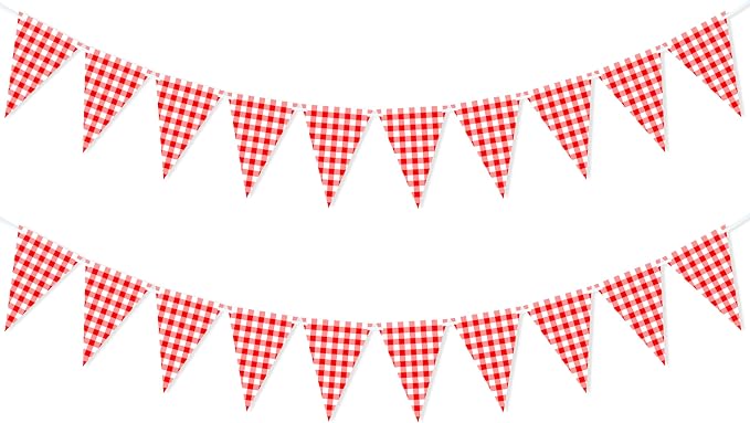VILIFEVER 2 Pieces Red and White Checkered Banner BBQ Party Decorations | by VILIFEVER