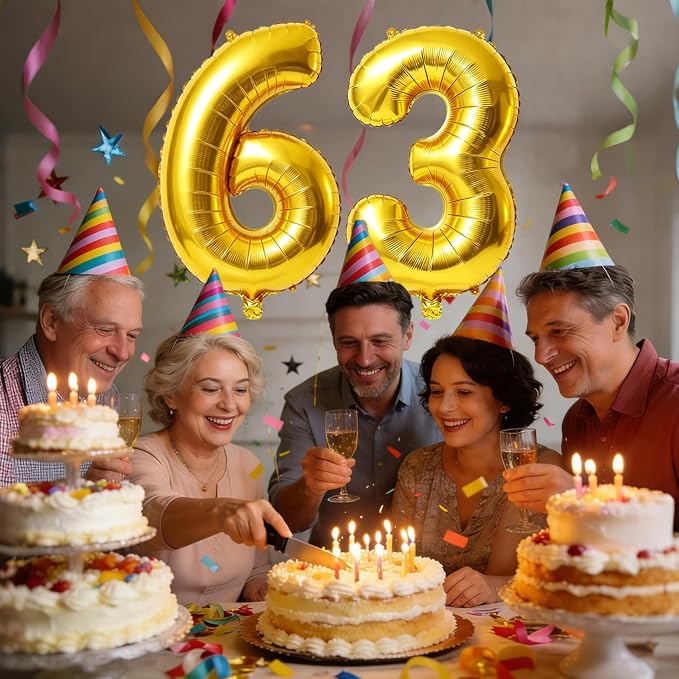 40 Inch Number 63 Balloons for 63rd Birthday Party Decorations, 0-100 Gold - Image 2