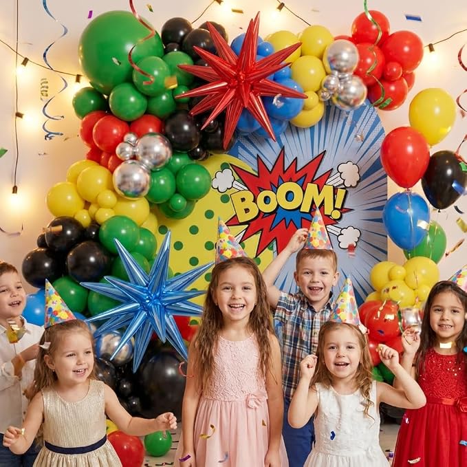 Red Blue Yellow Green Black Balloons Garland Arch Kit - Image 6
