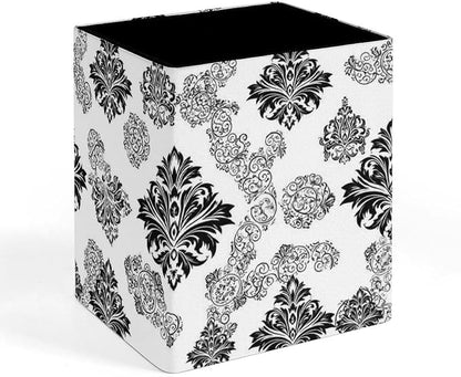 Pen Holder 2 Compartments, Pu Leather Pencil Organizer Cup Antique Classical by JZDACH
