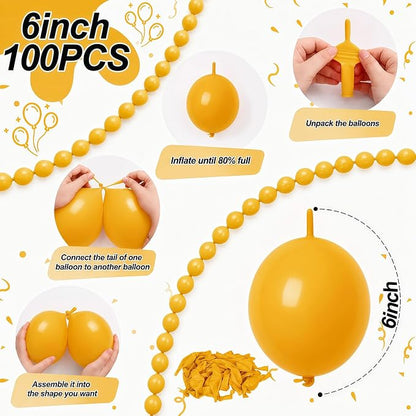 Mustard Yellow Linking Balloons, Fall Thanksgiving Harvest Sunflower Birthday - Image 2