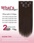 Moresoo Brown Clip in Hair Extensions Remy Straight Double Weft Real Hair Extensions Clip in Human Hair Medium Brown #4 Full Head Set 7pcs 120Gram 18 Inch