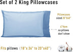 Sunflower King Pillowcases Set of 2, 100% Cotton King Size Pillow Cases 2, 20×40 inches Placid Blue, Soft and Breathable