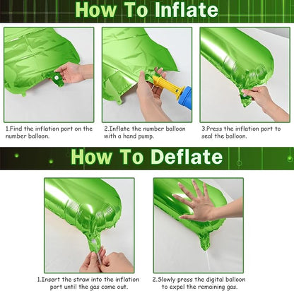 40 Inch Green Large Numbers Balloons 3, Self Inflating Digit 3 Helium Balloons - Image 7
