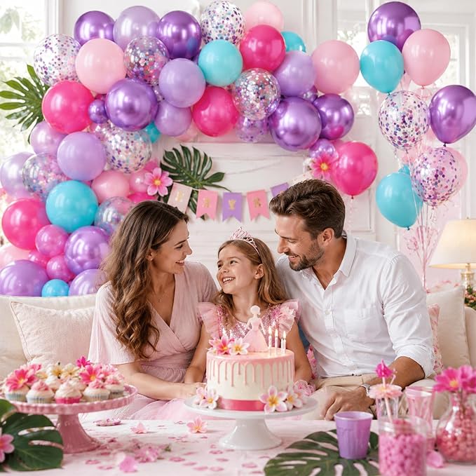 Metallic Chrome Purple Pearl Pink Maca Teal Blue Latex Balloons - Image 6