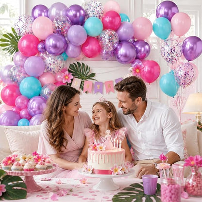 Metallic Chrome Purple Pearl Pink Maca Teal Blue Latex Balloons - Image 6