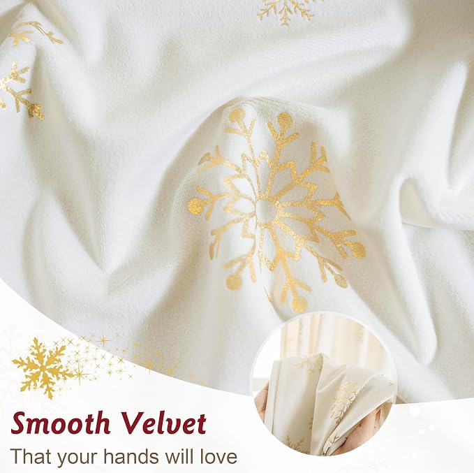 Beauoop Christmas Cream Velvet Curtains - Image 4