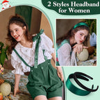 Hair Accessories Kit for Women, 27 PCS Set Included Hair Scrunchies, Claw Clips, Bow Clips, Hair Brush and Headband Hair Gift for Women (Dark Green)