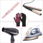 2 Pcs Heat Resistant Gloves With Silicone Bumps, Professional Thermal Styling Gloves for Women, Black, 9.36 x 4.68 inches