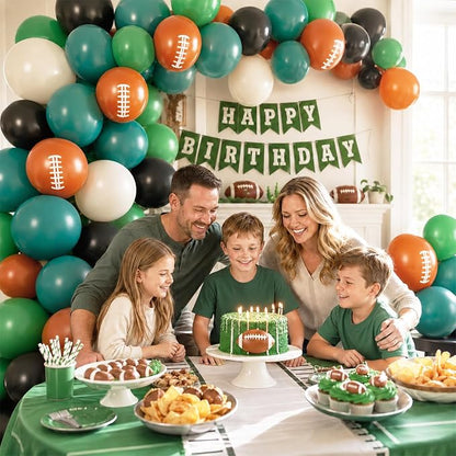 60PC Football Balloons Set, 12Inch Dark Green Black Retro Ivory White Latex - Image 3