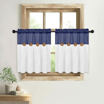 Boho Kitchen Curtains 24 Inch Length, Farmhouse Cotton Linen Tier Curtains - Image 8