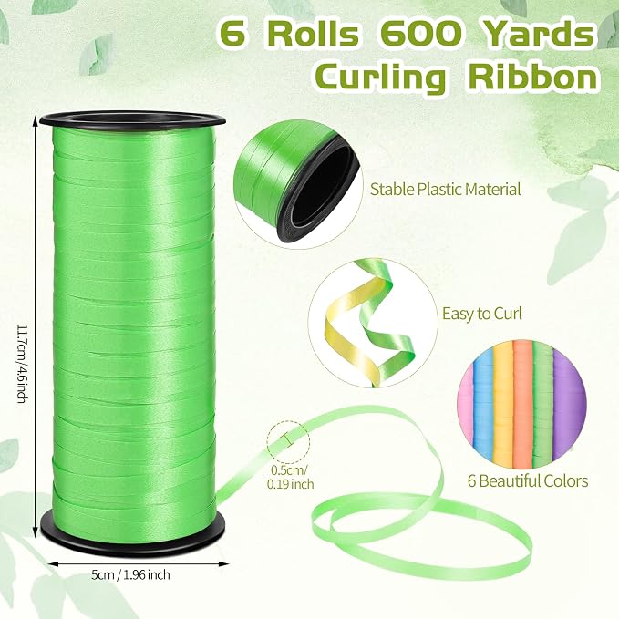 woric 6 Rolls Curling Ribbon 1800 Feet Colorful Balloon String Ribbons | Easy - Image 2
