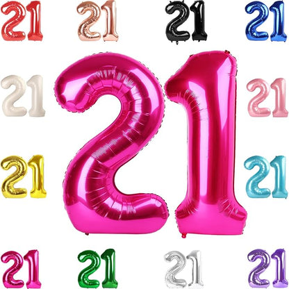 Hot Pink Number 21 Balloon 40 Inch by IWERP
