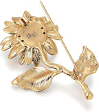 Sunflower Brooch pin with hand beading, She's Free Style Just For You Flower Oil Dropping Brooches for women, Metal Plating Process Safety pins with Nail Bead Crystal