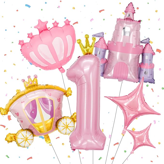 Minyu 6-Piece Princess Theme Party Decoration Set: Princess Carriage + Pink by Unknown