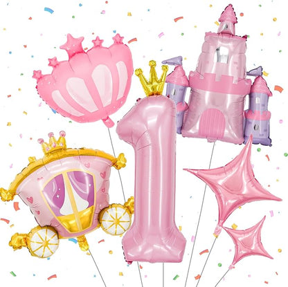 Minyu 6-Piece Princess Theme Party Decoration Set: Princess Carriage + Pink by Unknown