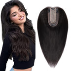 SEGO Real Human Hair Topper for Women, No Bangs Hair Topper with Anti-Slip Clips (16 Inches 1B Natural black)