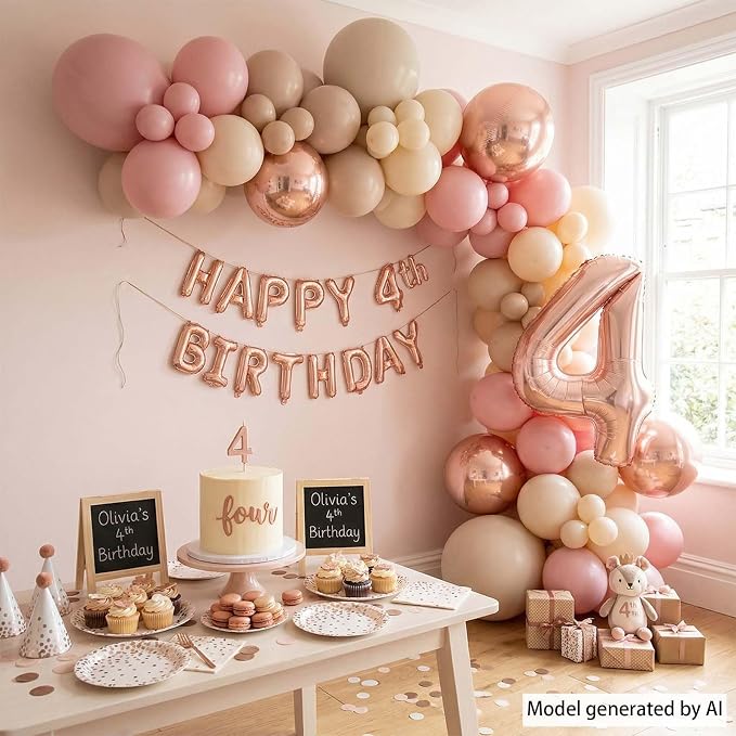 Rose Gold Number 4 Balloon 40 Inch, Blush Foil - Image 7