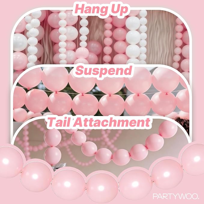PartyWoo Baby Pink Linking Balloons 100pcs 6 Inch Pink Link Balloons | - Image 6