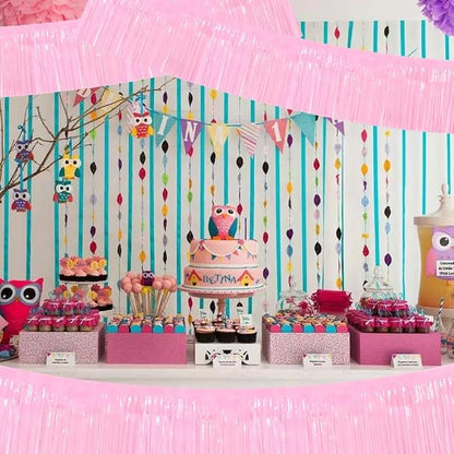 BEISHIDA Macaron Pink Fringe Garland Banner 30ft Wall Tinsel Foil Streamers | - Image 4