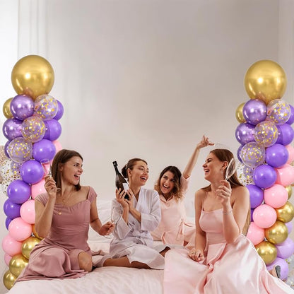 Pink Purple Gold Balloons Column Stand Kit Set of 2, 1.5ft to 7ft Free - Image 7