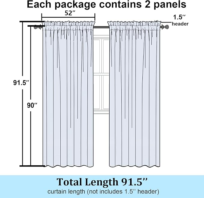 Simplebrand Semi Sheer Charcoal Grey Curtains 90 Inches Long 2 Panels, Light - Image 2