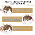 QUEENTAS Short Hair Toppers for Women with Thinning Hair Large Full Coverage with 5 Clips Hair Pieces Wispy Bangs(Brown Highlight Blonde)