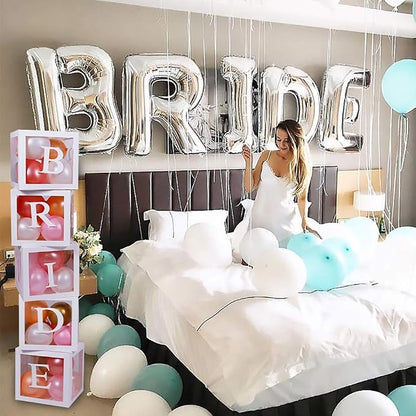 96 PC Bridal Shower Decorations Balloon Boxes White- Transparent Block - Image 2