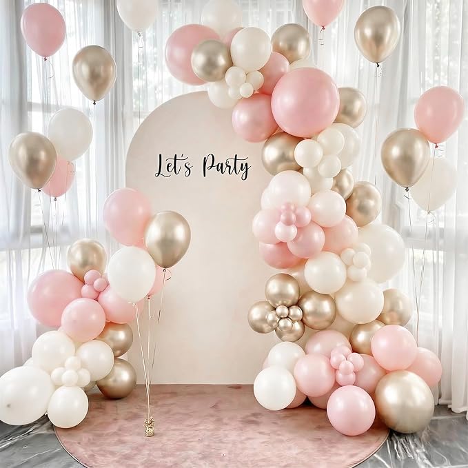 Dusty Pink and Gold Balloons, 12 Inch Apricot Champagne Gold Balloons Helium - Image 5