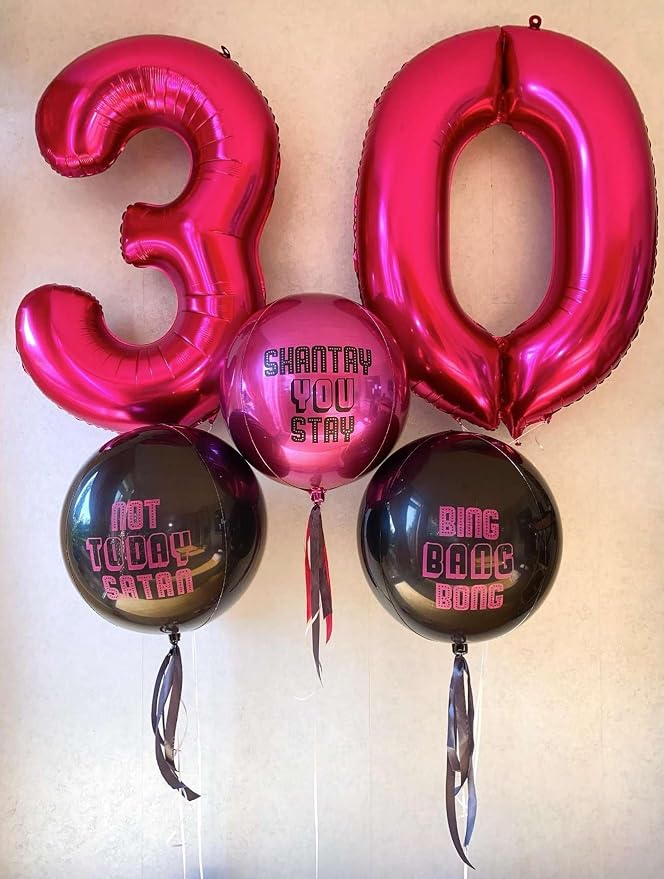 Hot Pink 30 Number Balloons, 40 Inch Giant Number 30 Balloons Foil Mylar Helium - Image 4