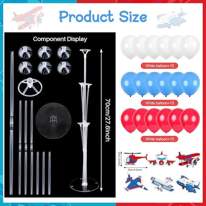 6 PCS Airplane Birthday Party Decorations Airplane Balloons Stand Kit 3D - Image 2